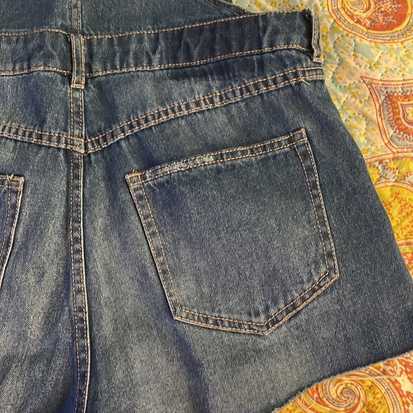 Distressed Denim Overall Shorts - Picture 3 of 8